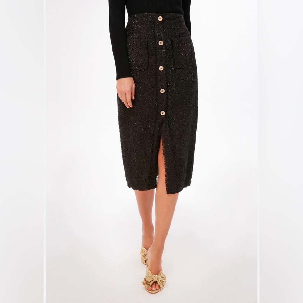 POMANDER PLACE Black Tweed Laurelle Midi Skirt, Large